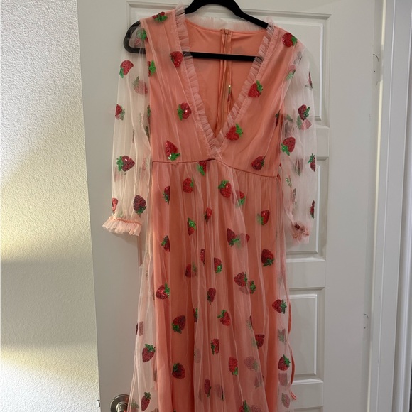 Women’s Pink Strawberry Dress - Picture 3 of 7